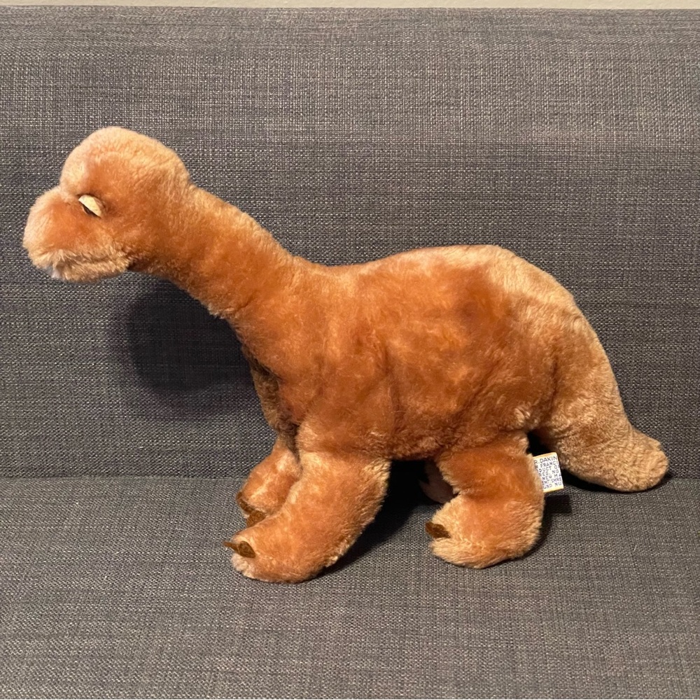 Vintage 1980 R. Dakin Co Brown Brontosaurus Dinosaur Plush Little Foot